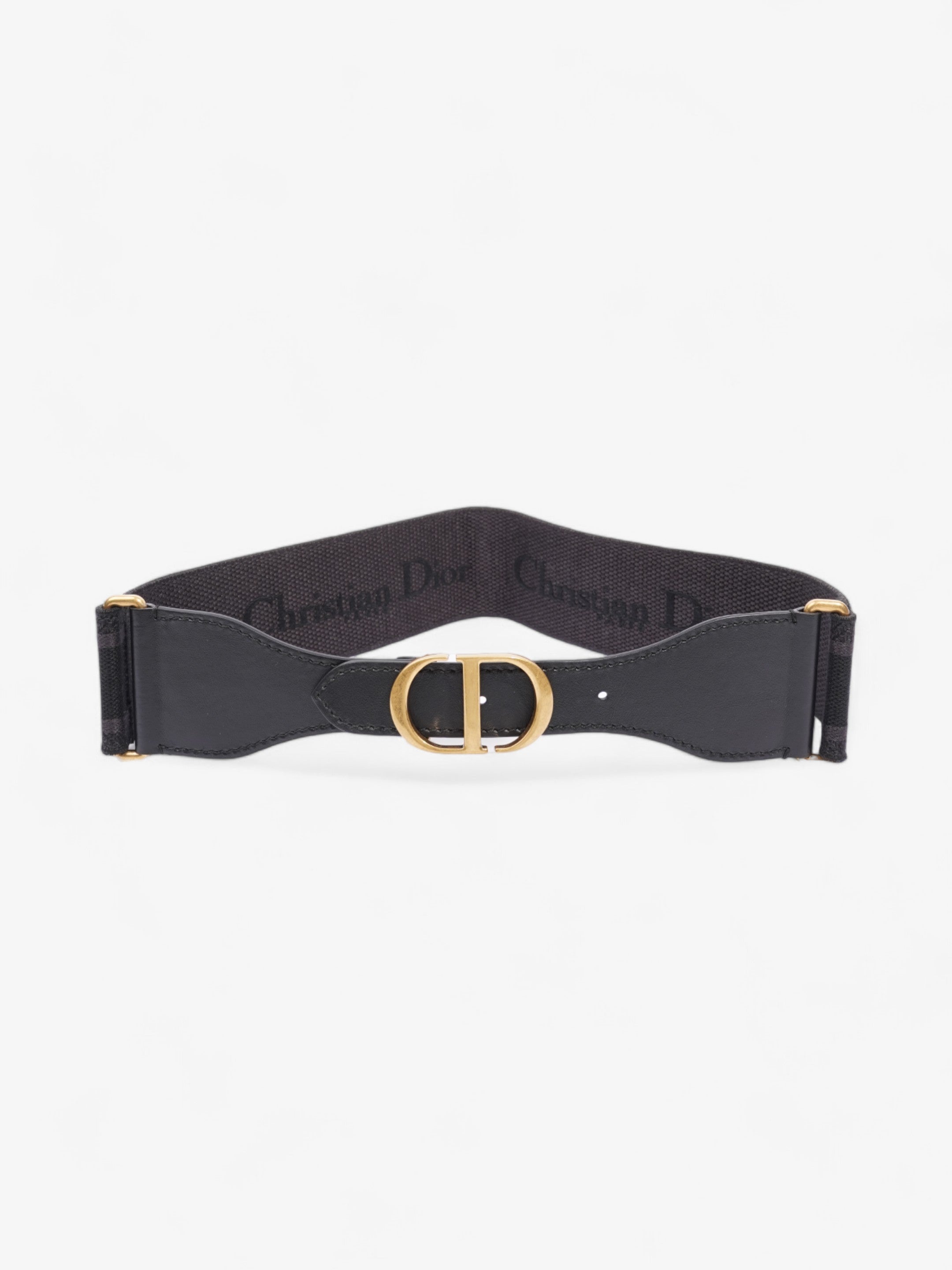 Christian Dior CD Belt Black / Gold Cotton 80cm