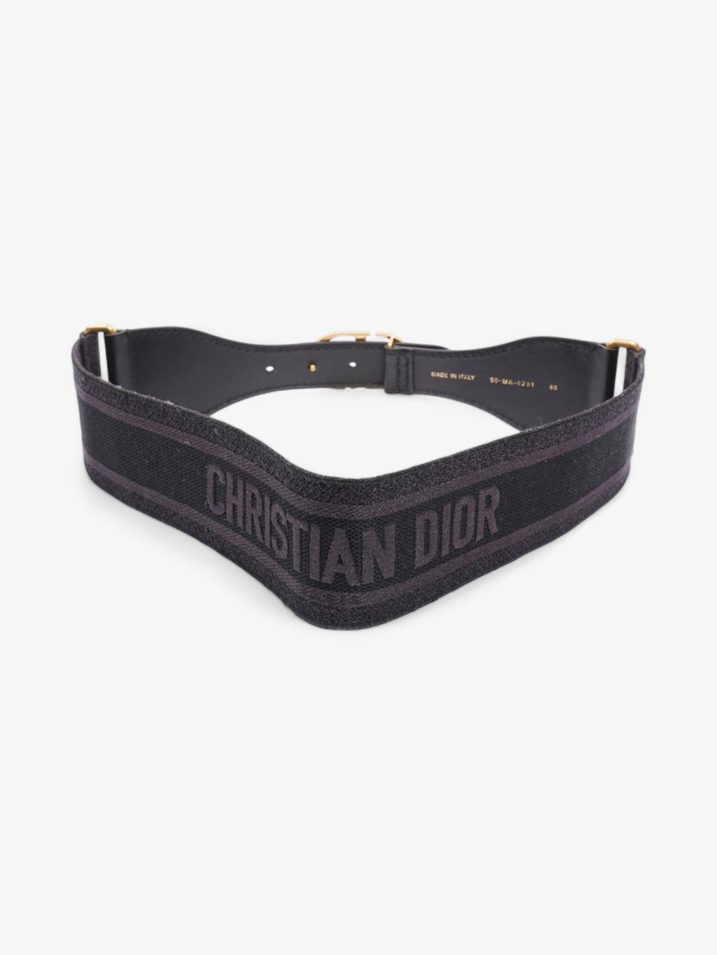 Christian Dior CD Belt Black / Gold Cotton 80cm