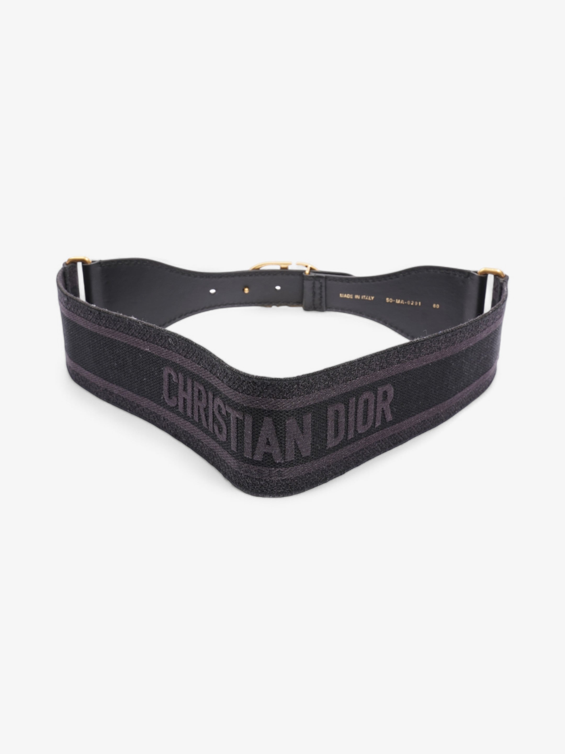 Christian Dior CD Belt Black / Gold Cotton 80cm