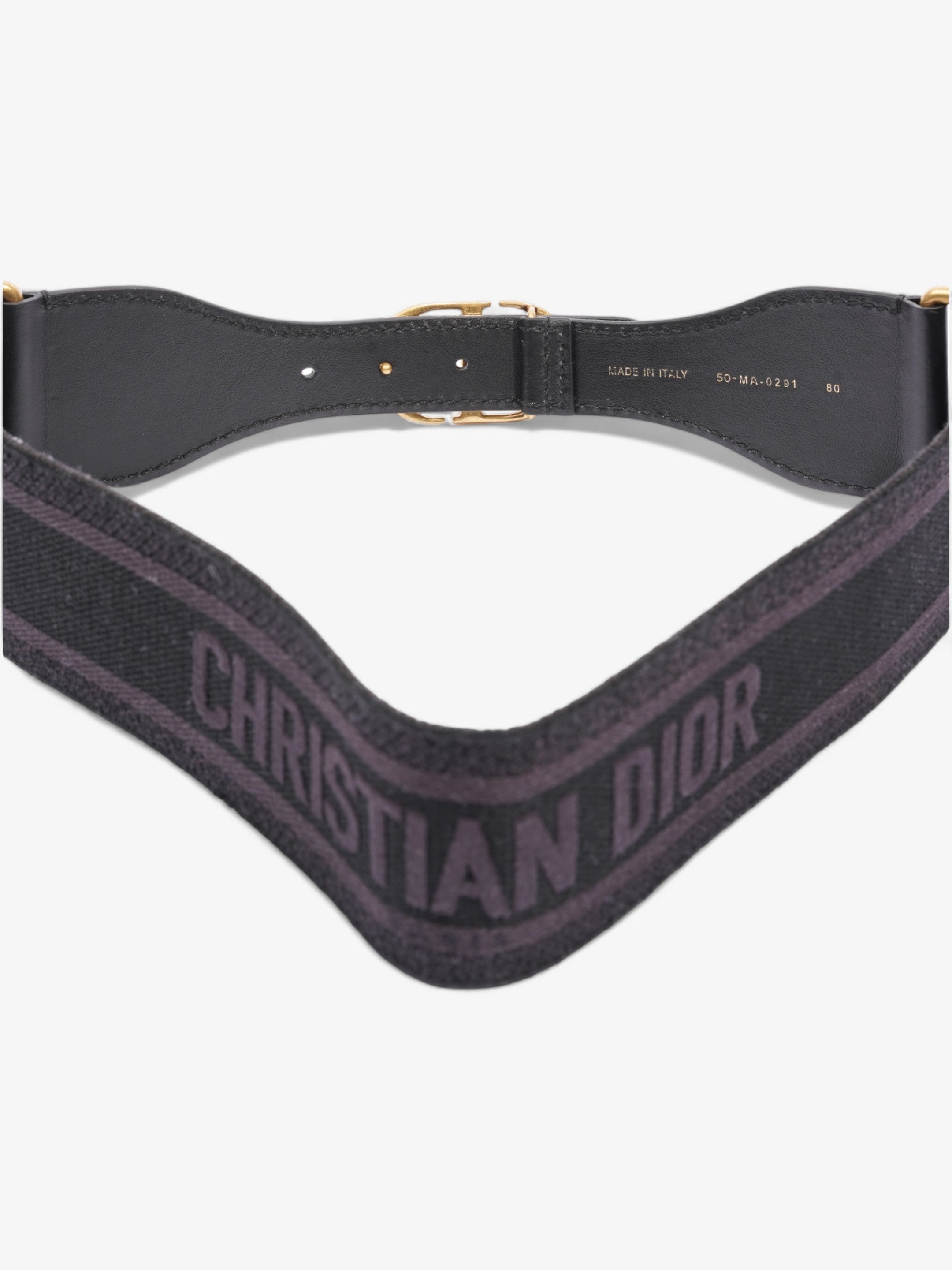 Christian Dior CD Belt Black / Gold Cotton 80cm