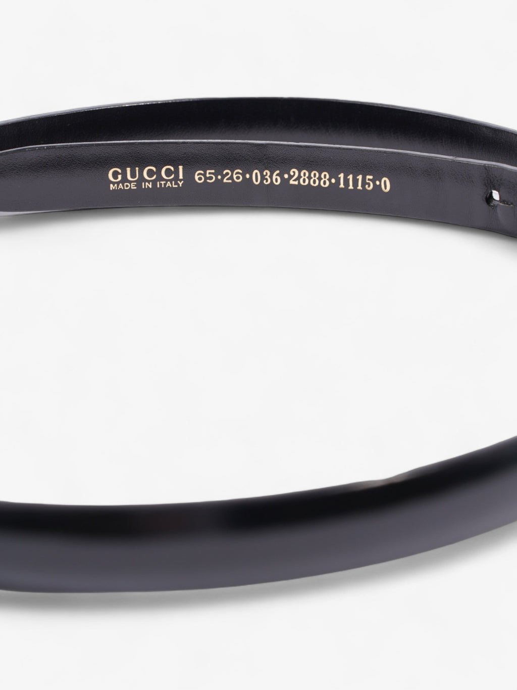 Gucci Oval Buckle Thin Belt Black / Gold Buckle Patent Leather 65cm 26"