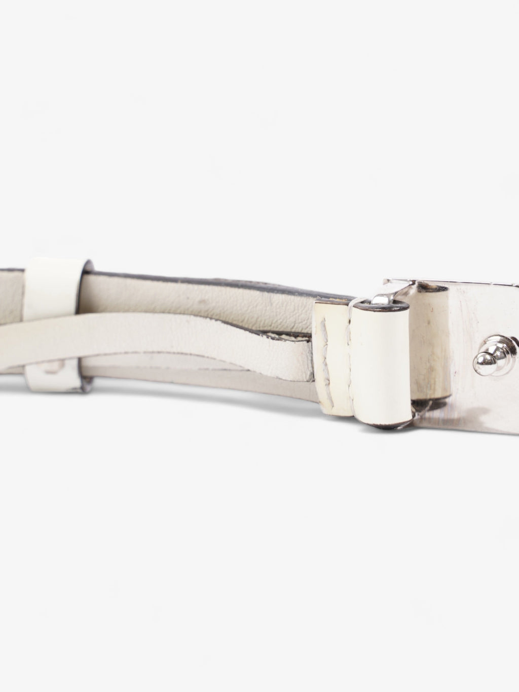 Gucci Thin Square Buckle Belt White Patent Leather 85cm