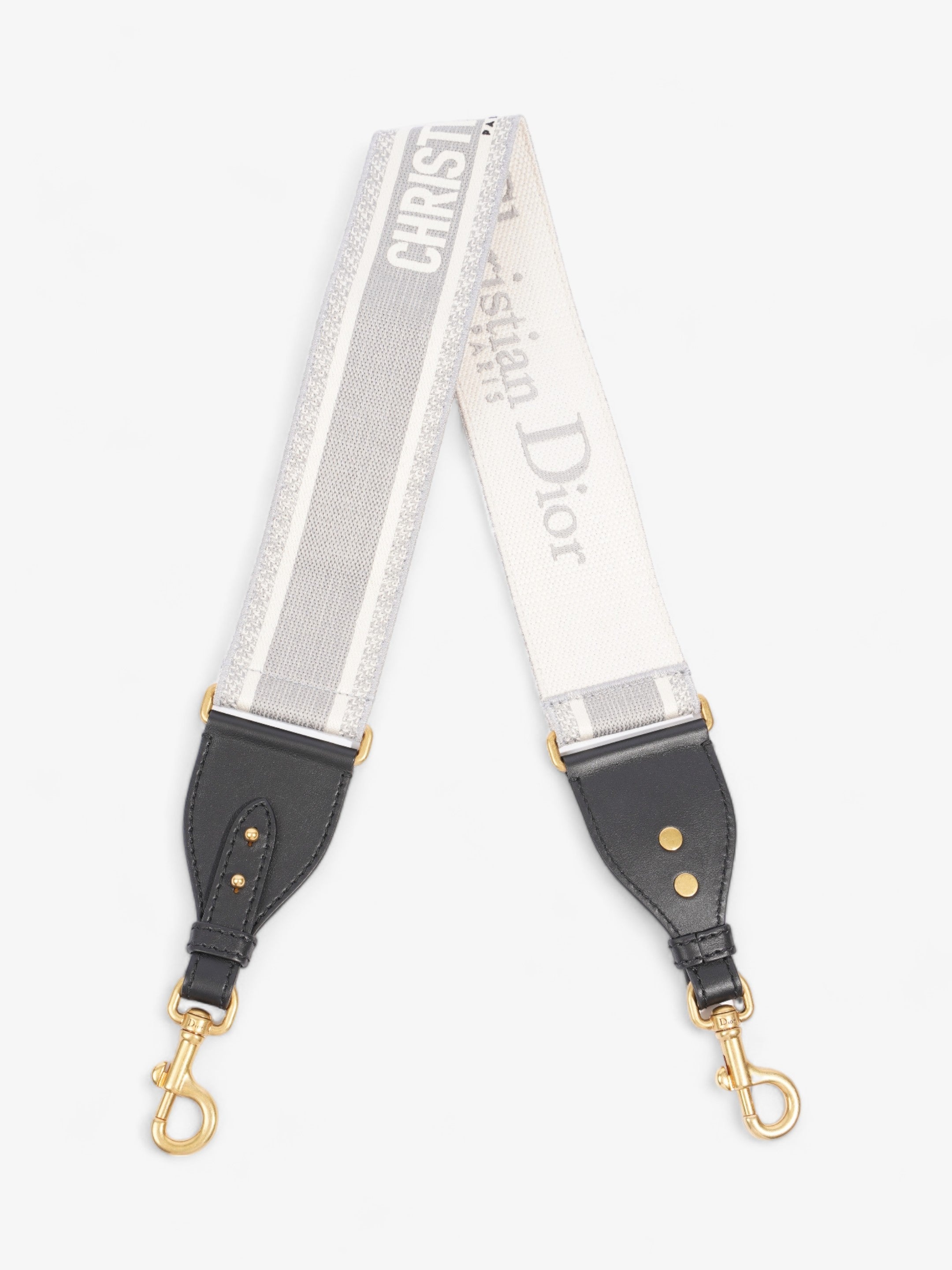 Christian Dior Adjustable Shoulder Strap With Ring Grey Oblique Canvas