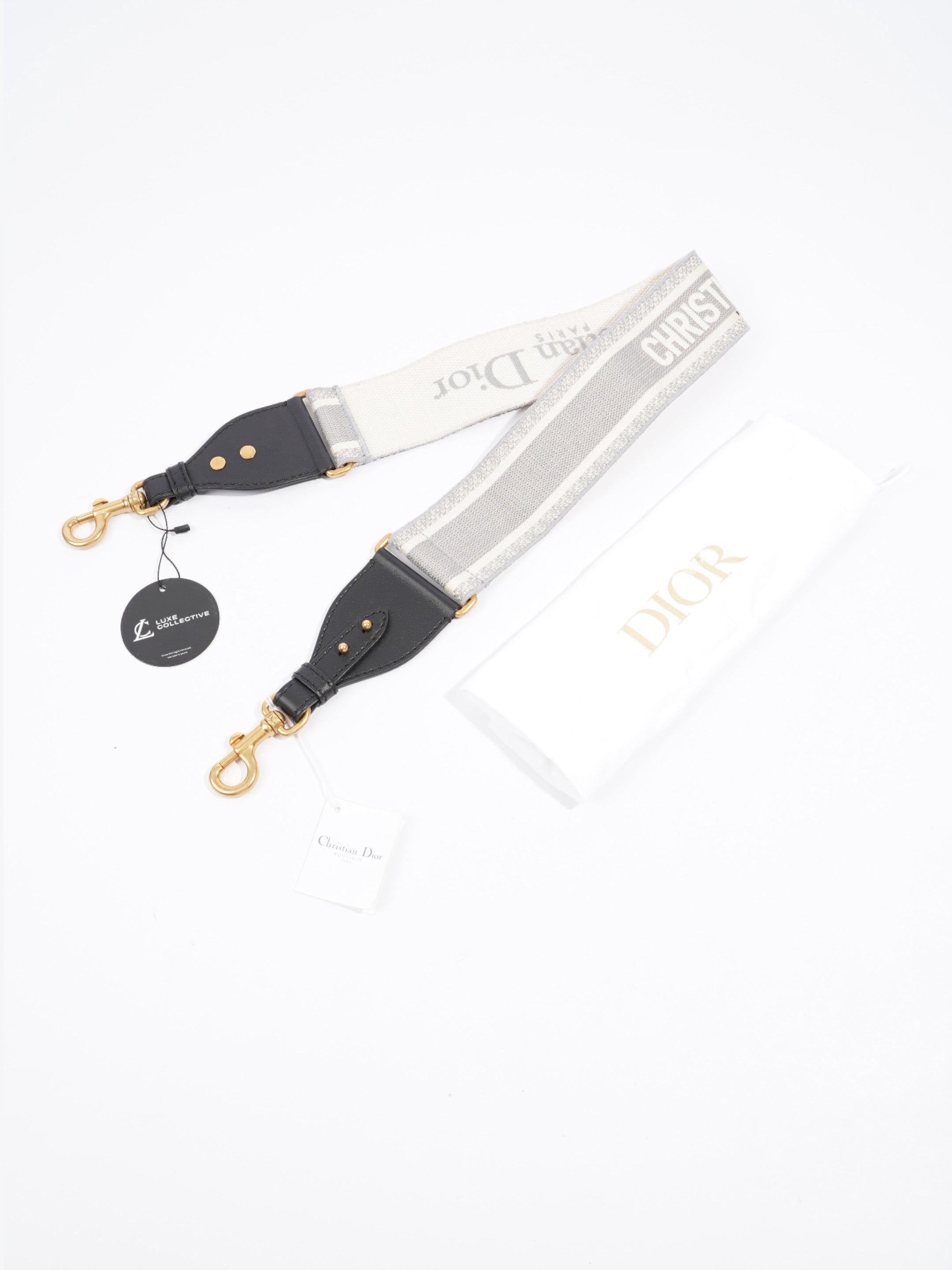 Christian Dior Adjustable Shoulder Strap With Ring Grey Oblique Canvas