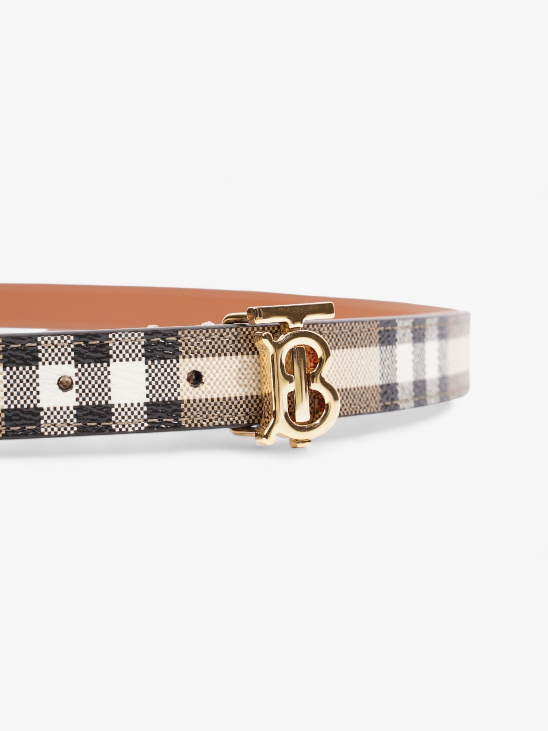 Burberry TB Belt Vintage Check / Gold Canvas Large - 117cm