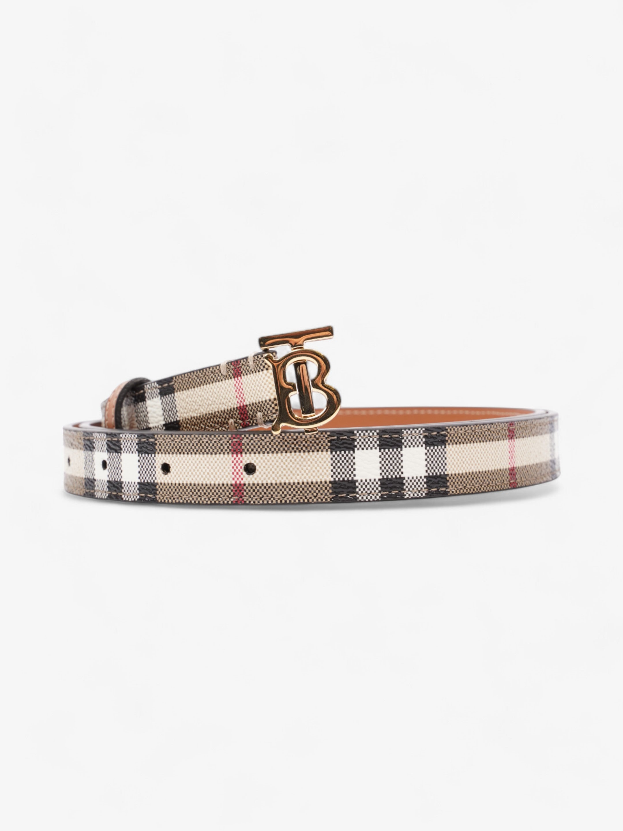 Burberry TB Belt Vintage Check / Gold Canvas Large - 117cm