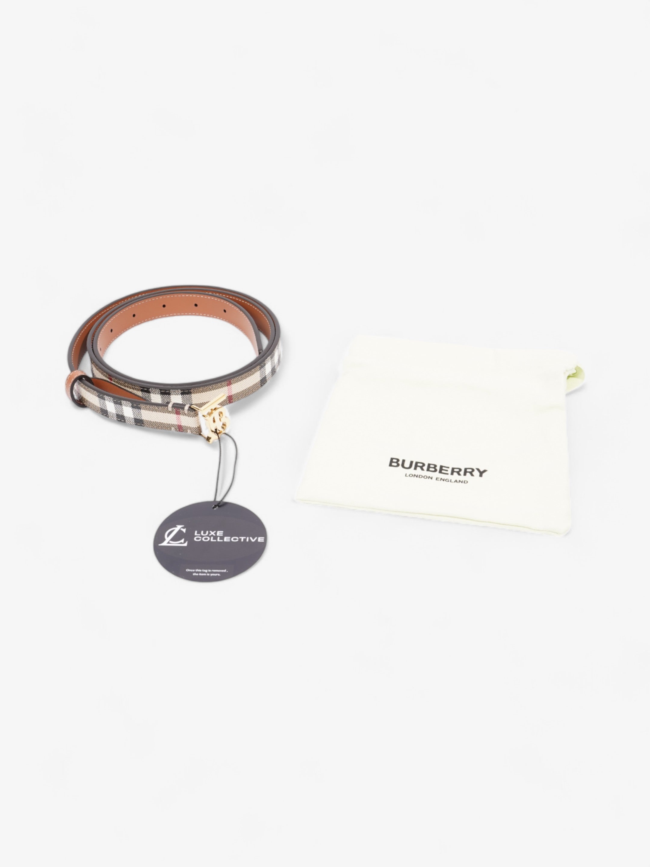 Burberry TB Belt Vintage Check / Gold Canvas Large - 117cm