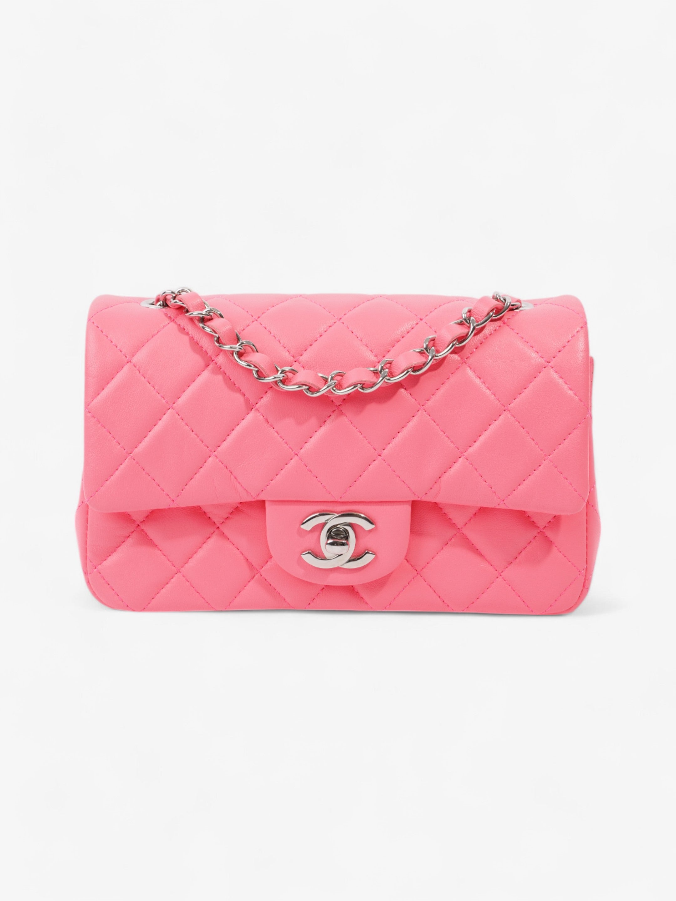 Chanel Classic Flap Neon Pink Lambskin Leather Mini