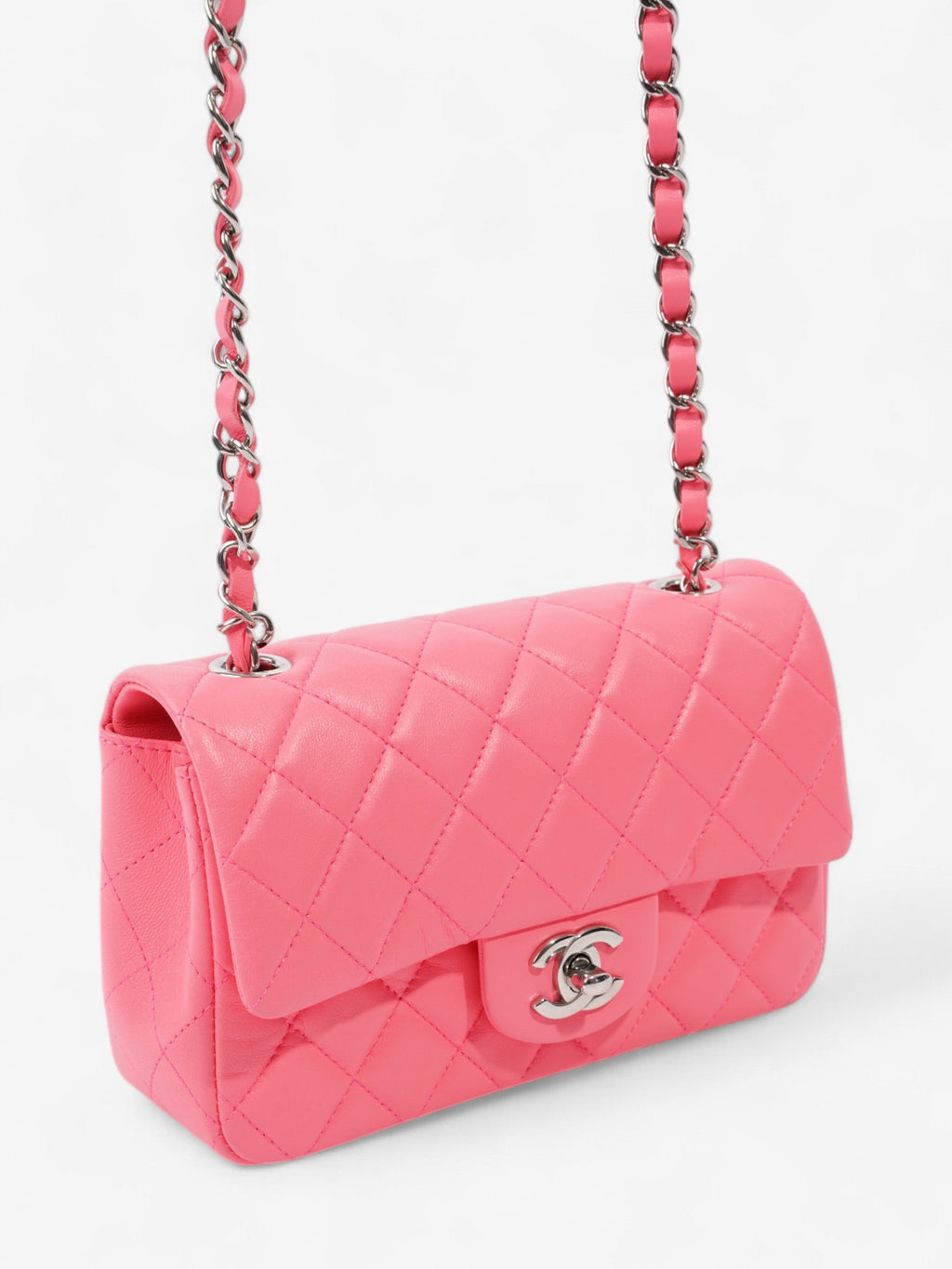 Chanel Classic Flap Neon Pink Lambskin Leather Mini