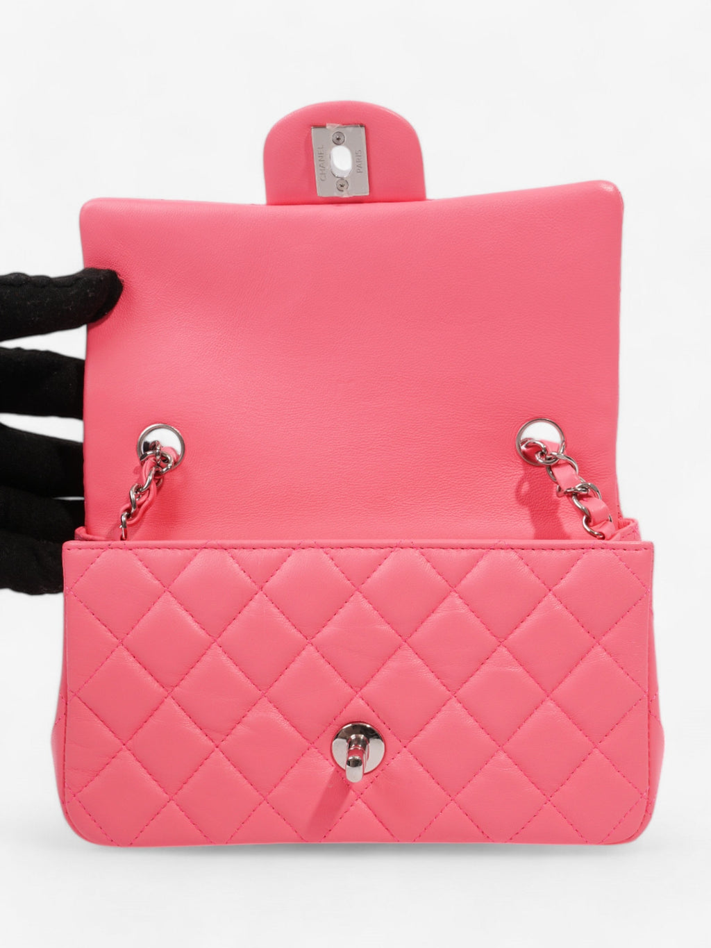 Chanel Classic Flap Neon Pink Lambskin Leather Mini