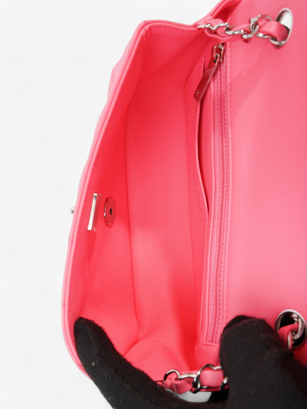Chanel Classic Flap Neon Pink Lambskin Leather Mini