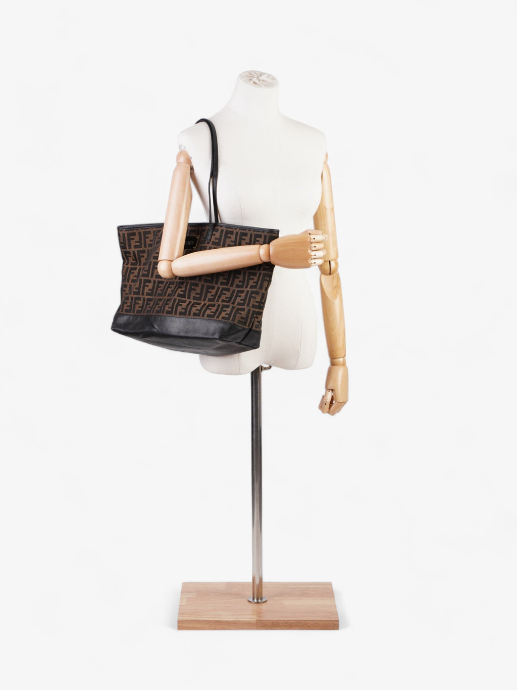 Fendi Roll Tote Tobacco / Black Zucca Canvas