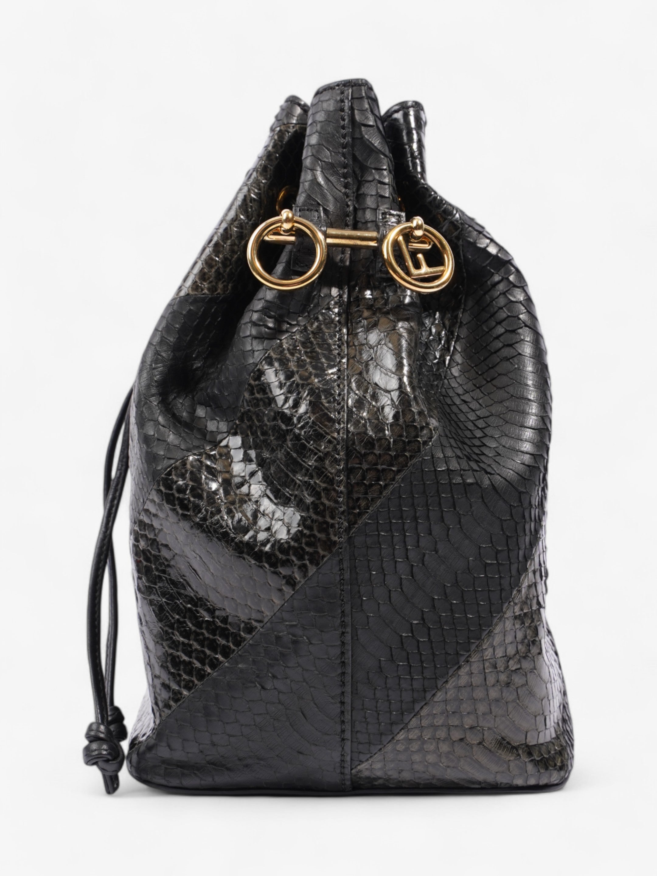 Fendi Mon Tresor Bucket Bag Black Embossed Leather