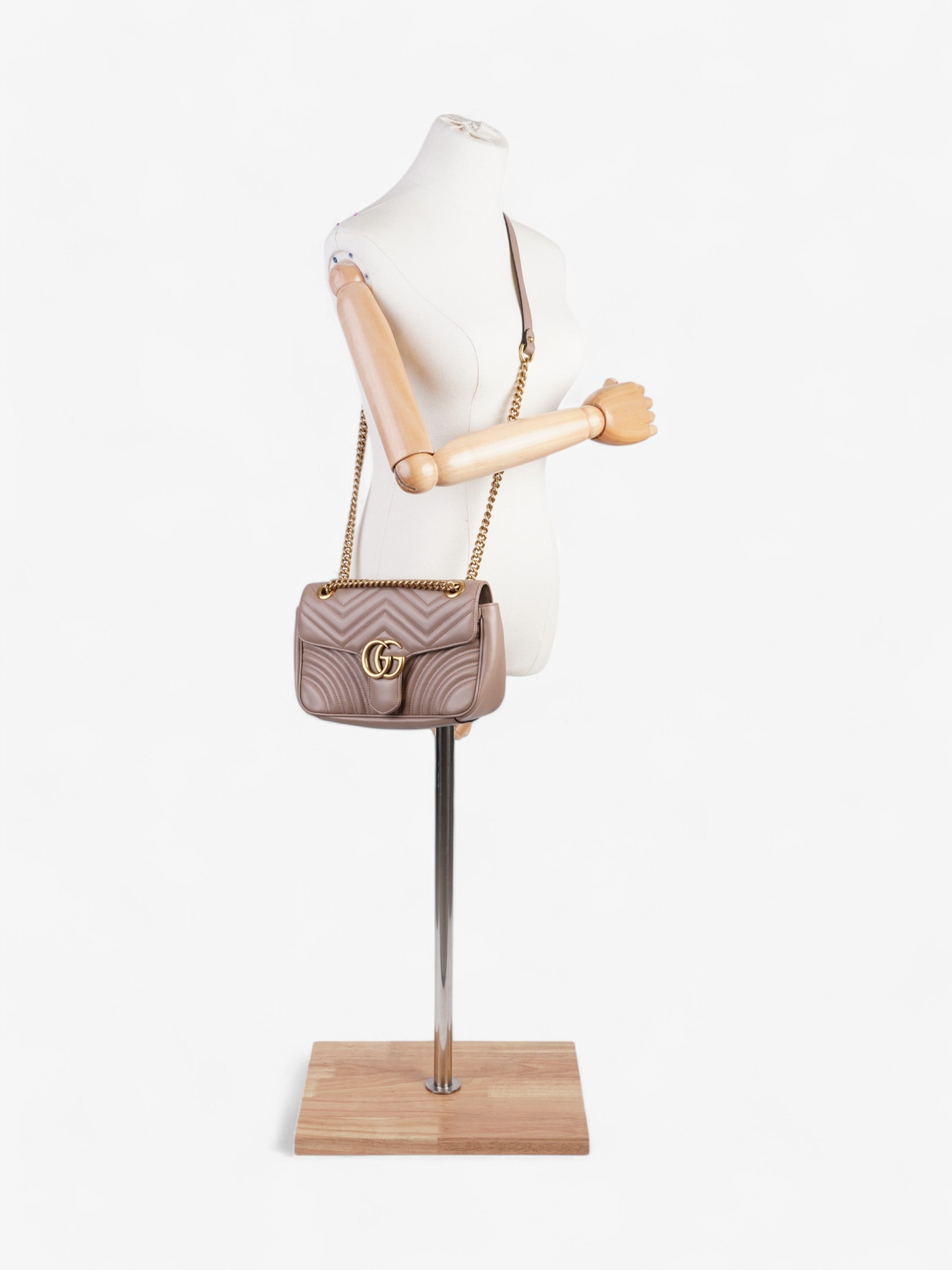 Gucci GG Marmont Rose Beige  Matelasse Leather Small