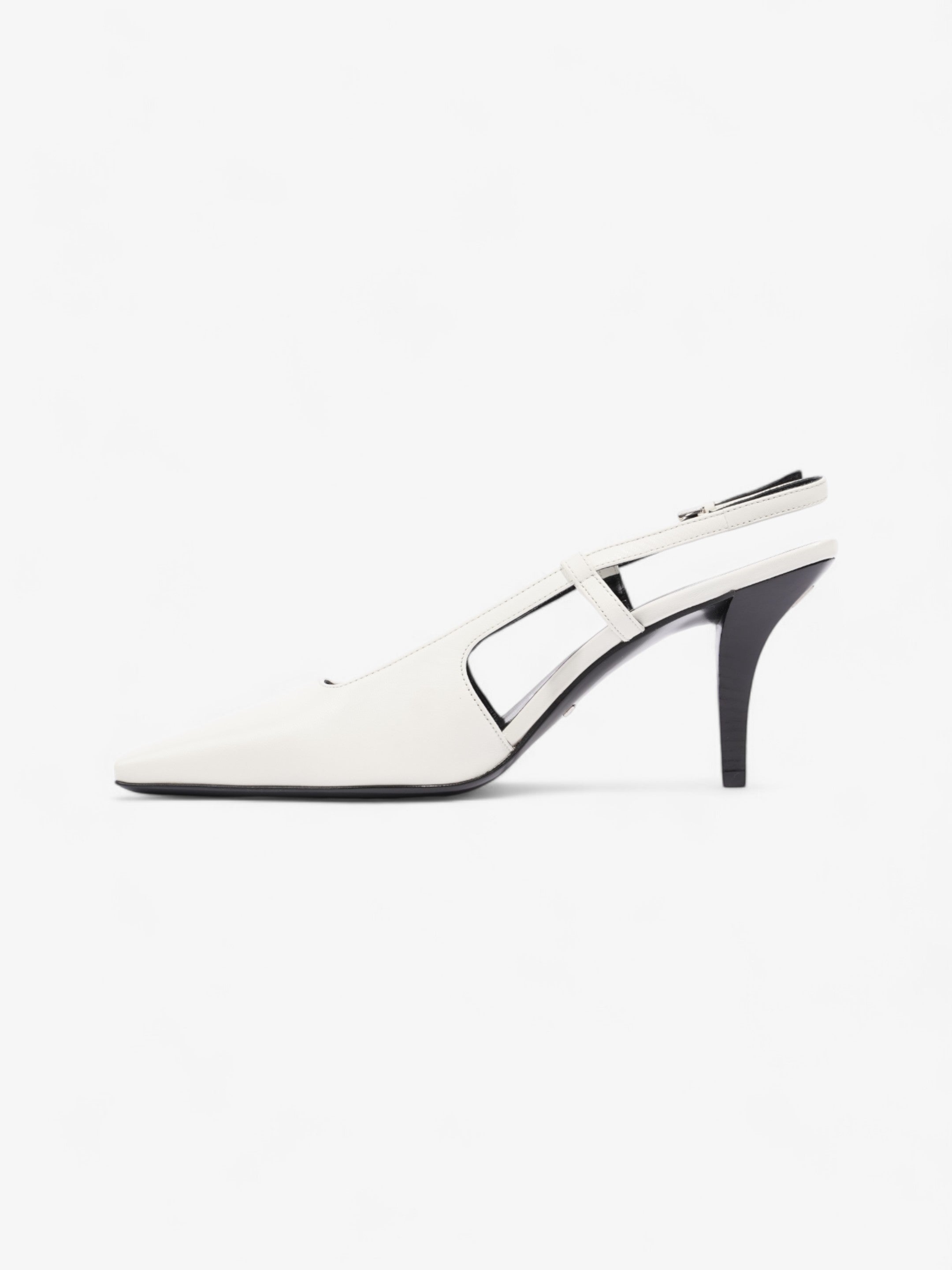 Gucci Slingback Pumps 75mm White / Black Leather EU 38 UK 5