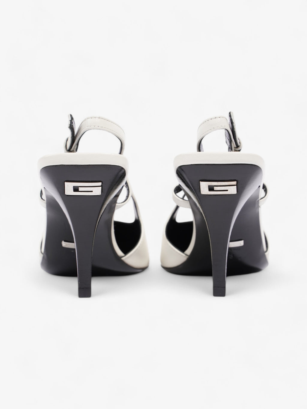 Gucci Slingback Pumps 75mm White / Black Leather EU 38 UK 5