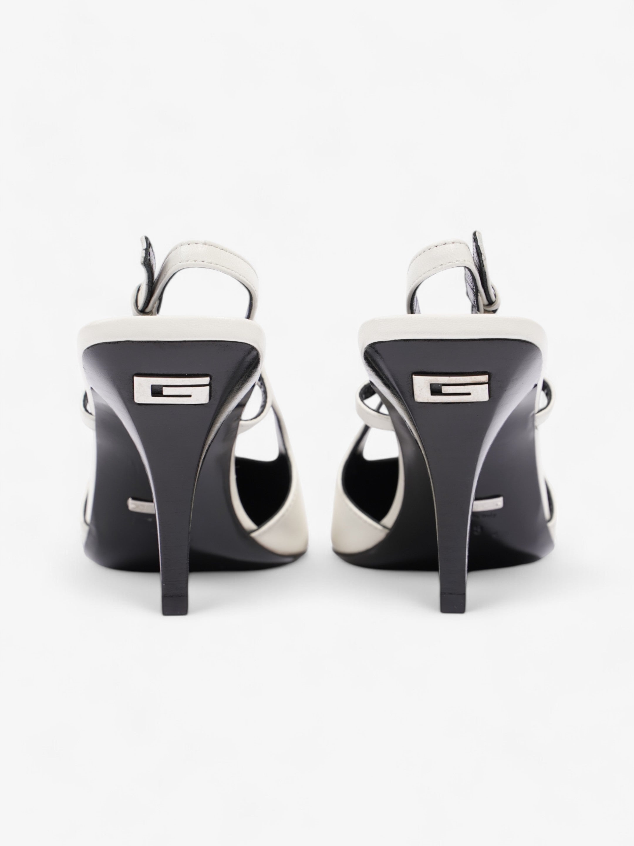 Gucci Slingback Pumps 75mm White / Black Leather EU 38 UK 5
