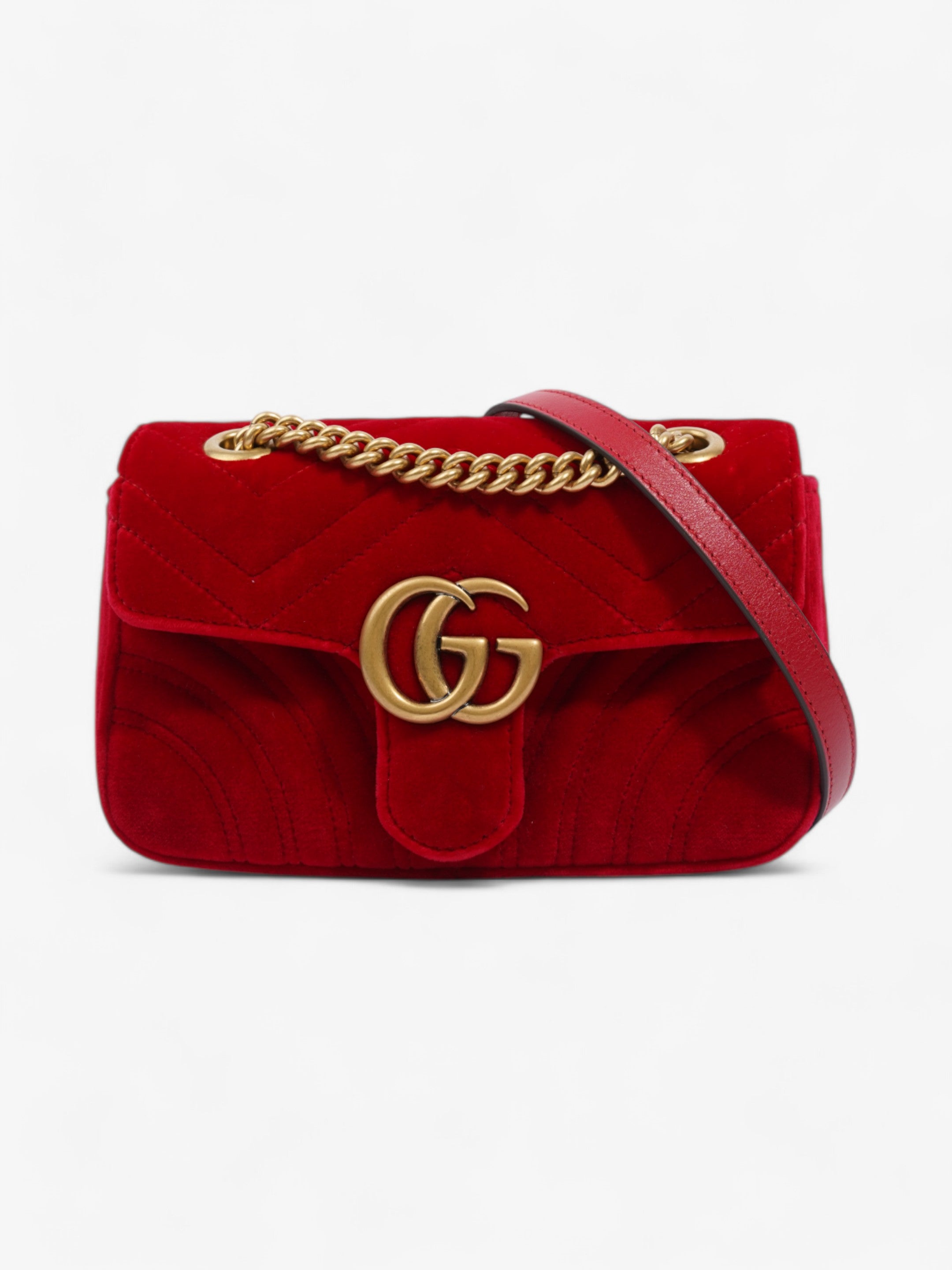 Gucci Marmont Flap Red Velvet Mini