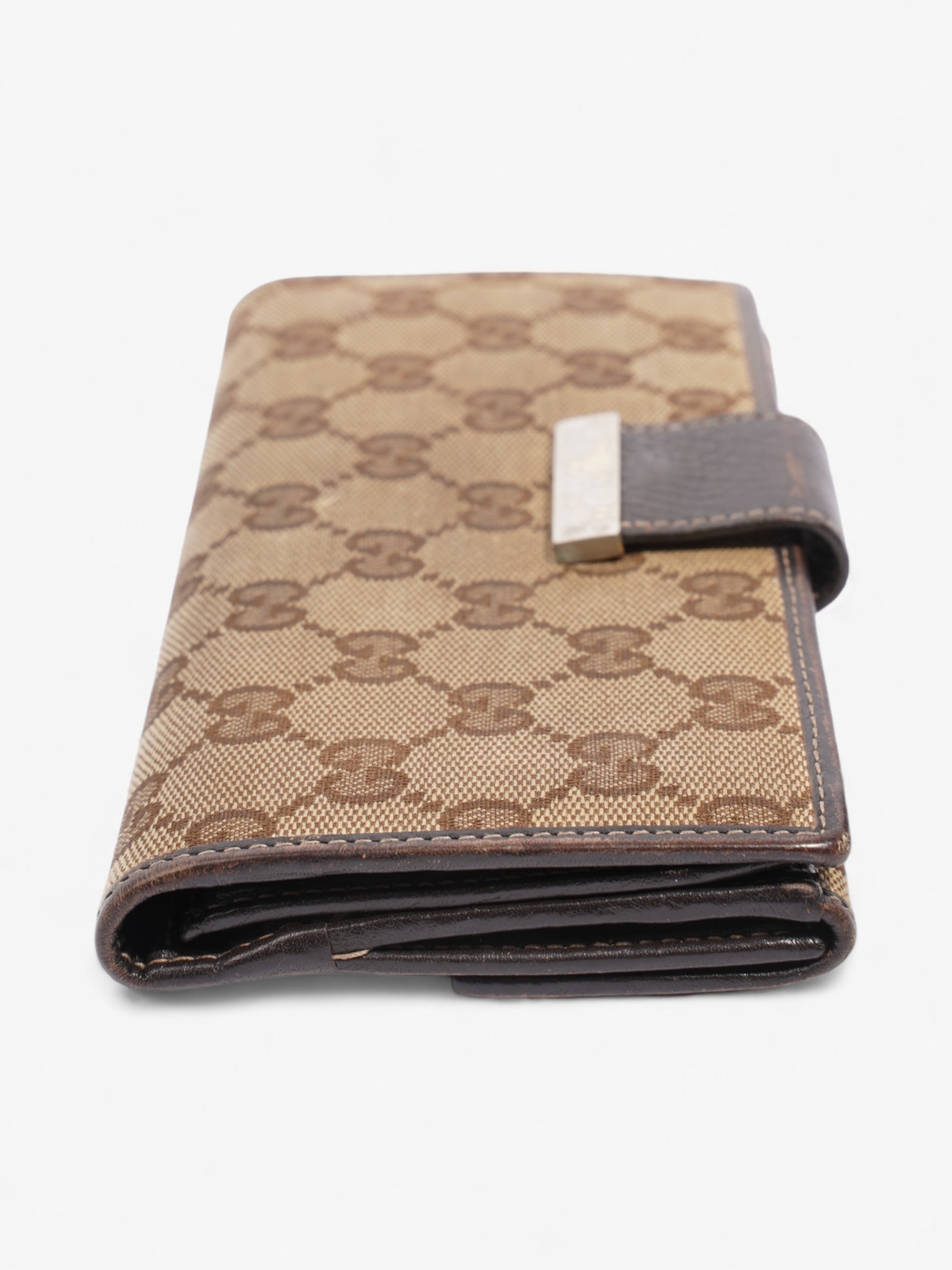 Gucci Continental Wallet Beige And Ebony GG Supreme Canvas