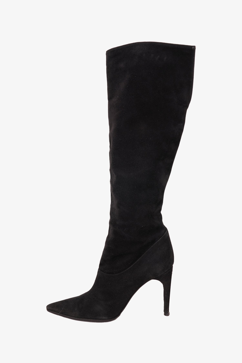 Emilio Pucci Black Suede Point Toe Boots Size 37.5
