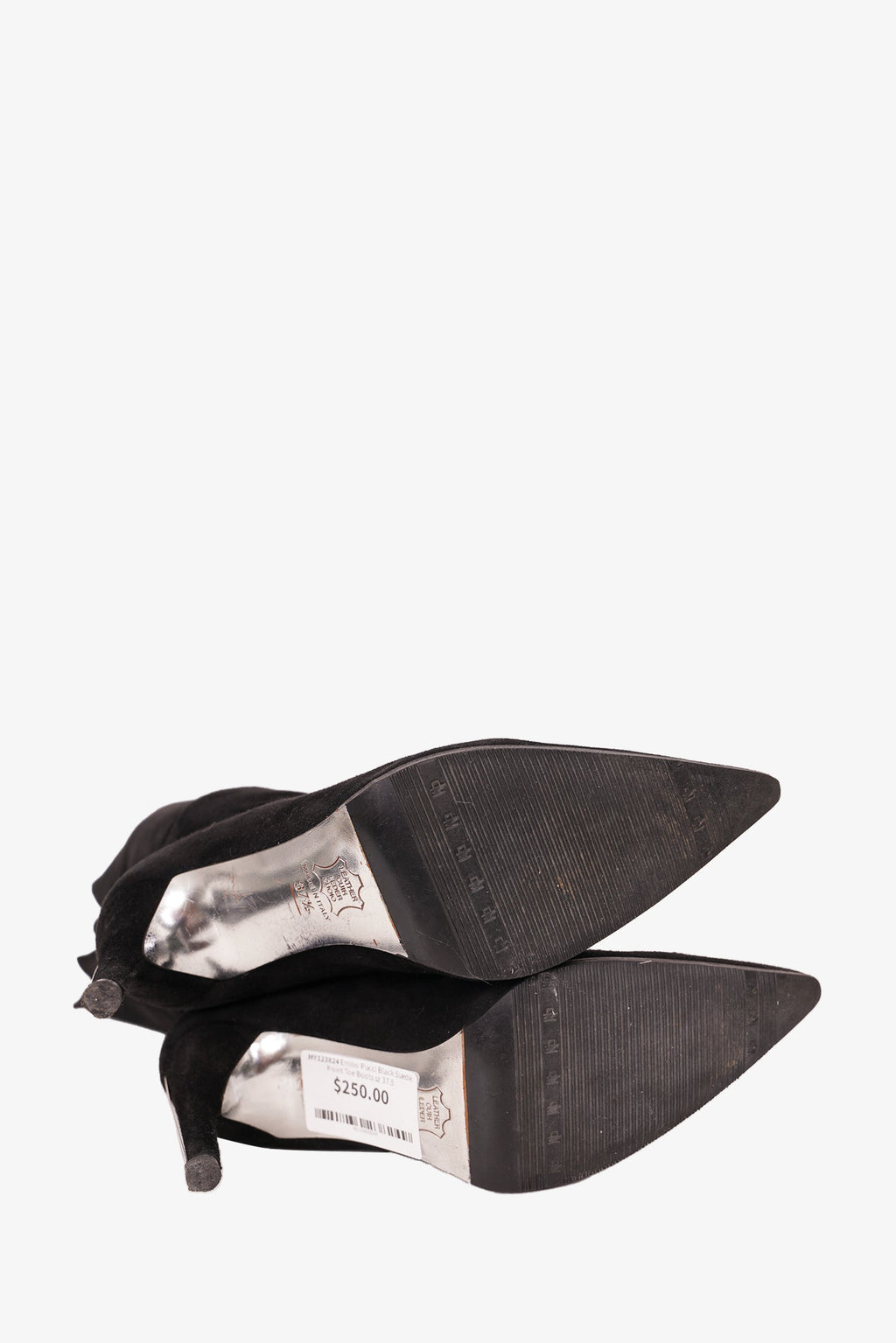 Emilio Pucci Black Suede Point Toe Boots Size 37.5