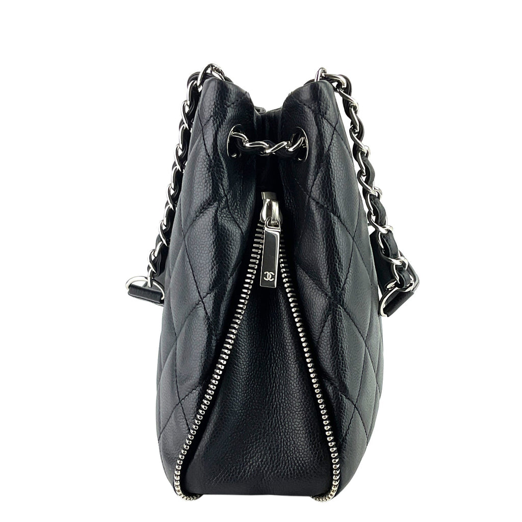 Chanel Expandable Zip Caviar Leather Shoulder Bag