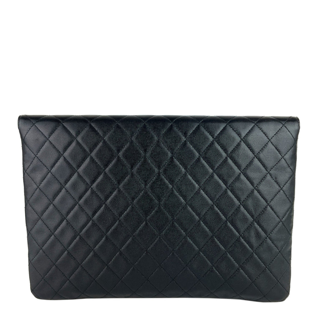 Chanel Golden Class O-Case Large Caviar Leather Clutch Bag