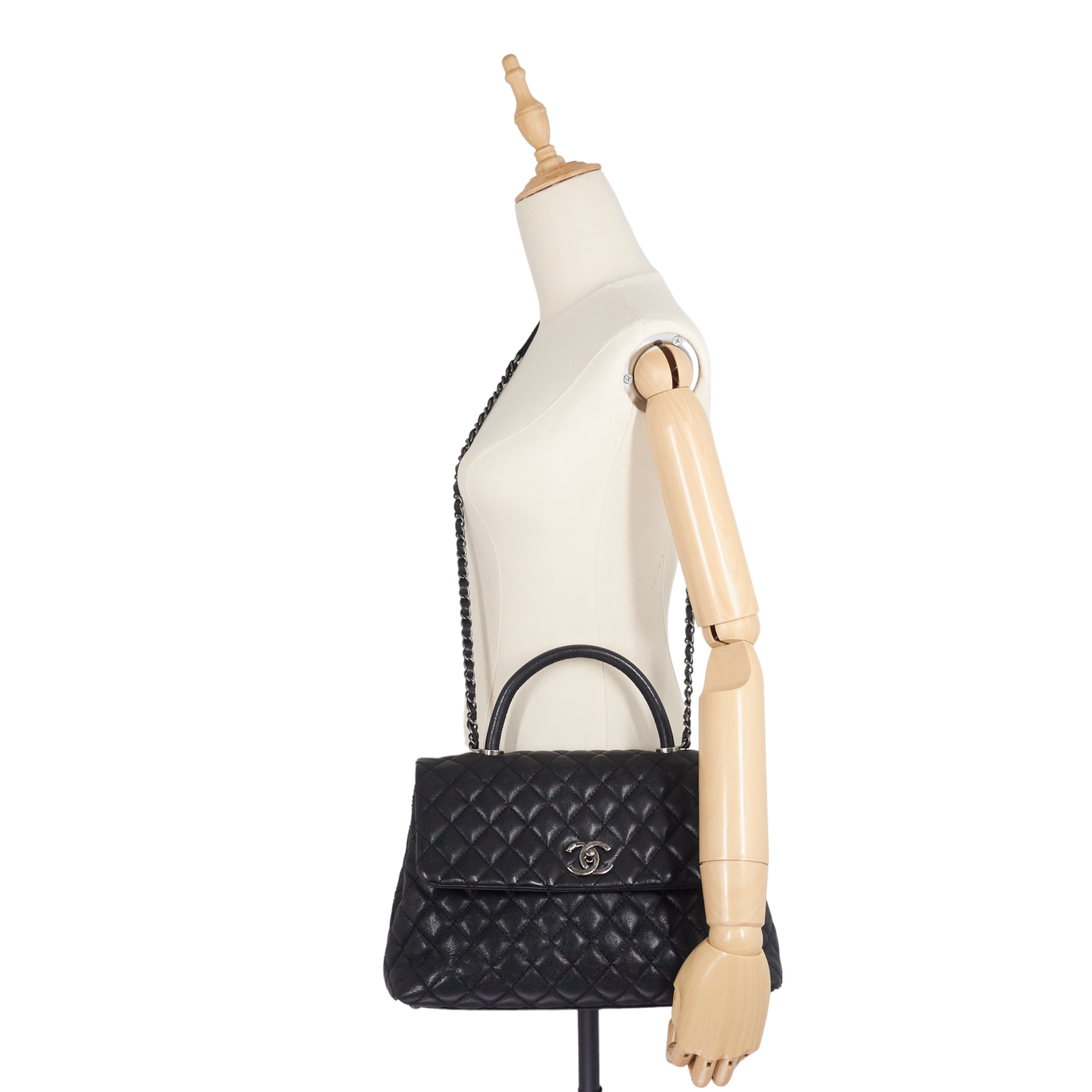 Chanel Coco Top Handle Medium Caviar Leather Bag