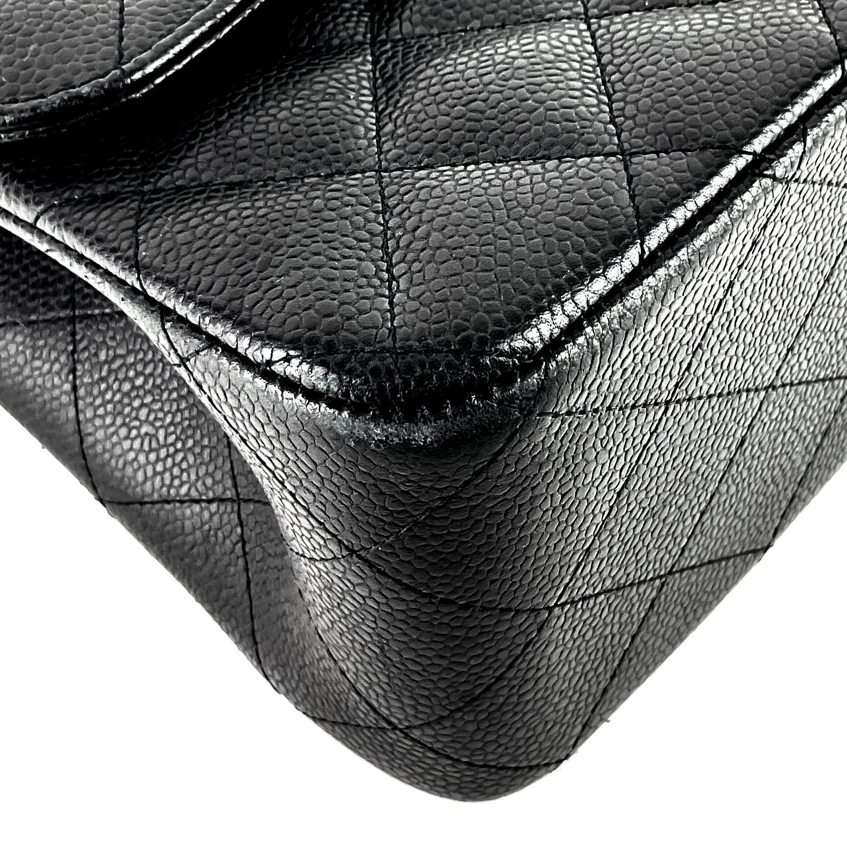 Chanel Double Flap Quilted Caviar Leather Bag