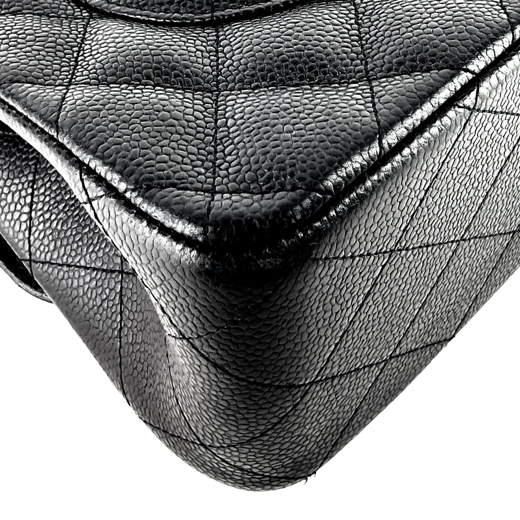 Chanel Double Flap Quilted Caviar Leather Bag