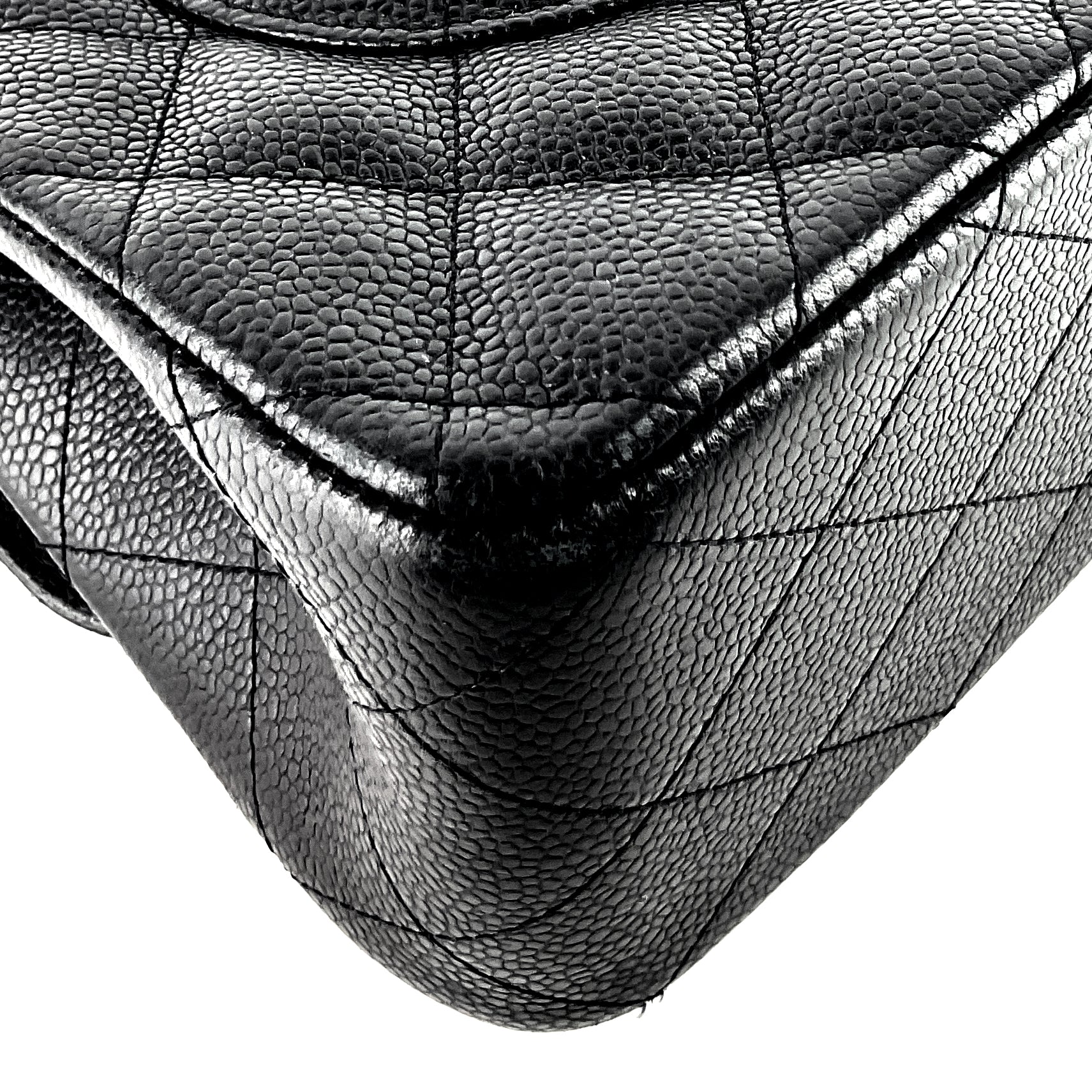 Chanel Double Flap Quilted Caviar Leather Bag