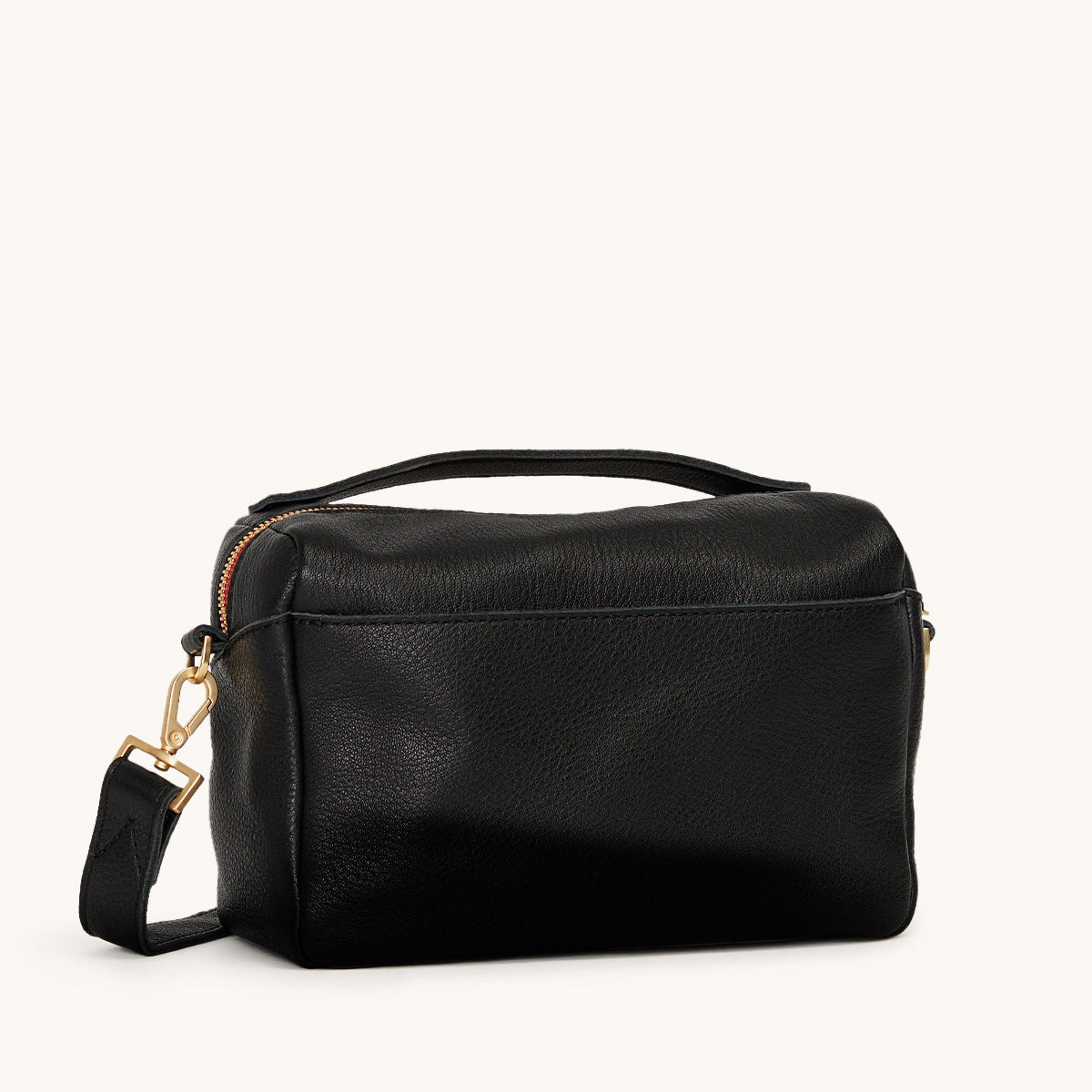 Evan Crossbody | Black/Brushed Gold Red Zip | Sml