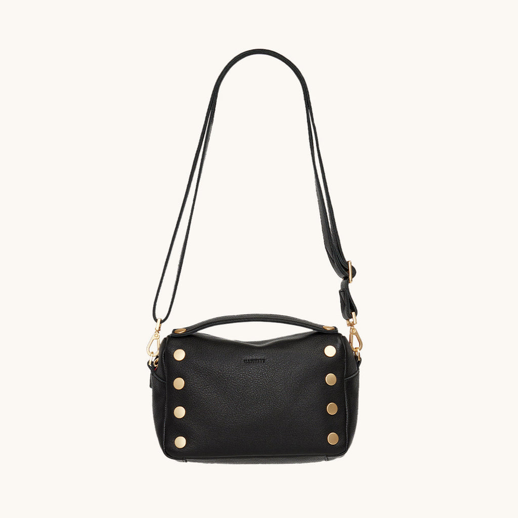 Evan Crossbody | Black/Brushed Gold Red Zip | Sml