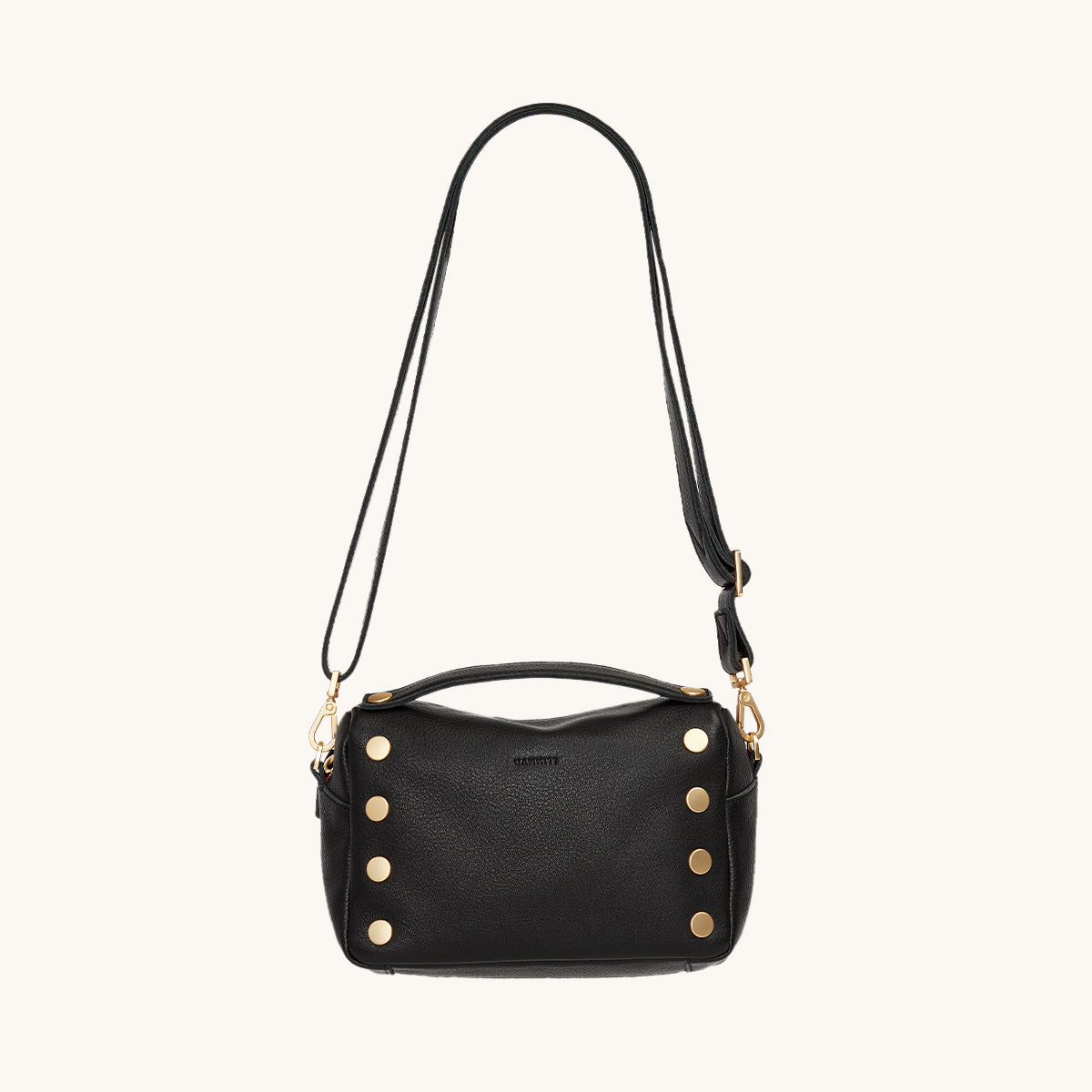 Evan Crossbody | Black/Brushed Gold Red Zip | Sml