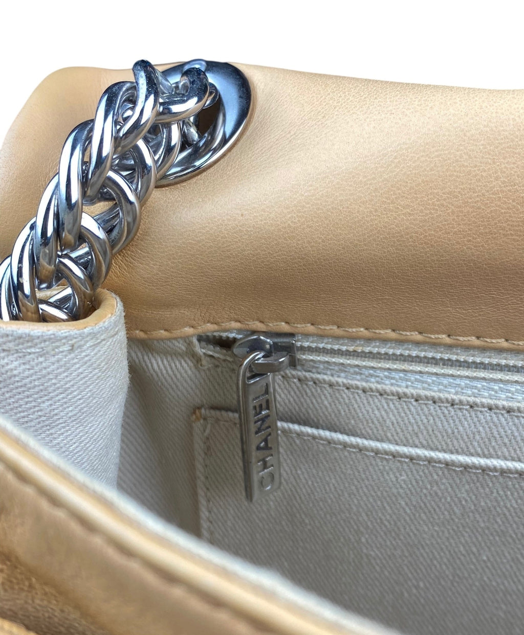 Chanel Beige Lambskin Icons Secret Label Shoulder Bag