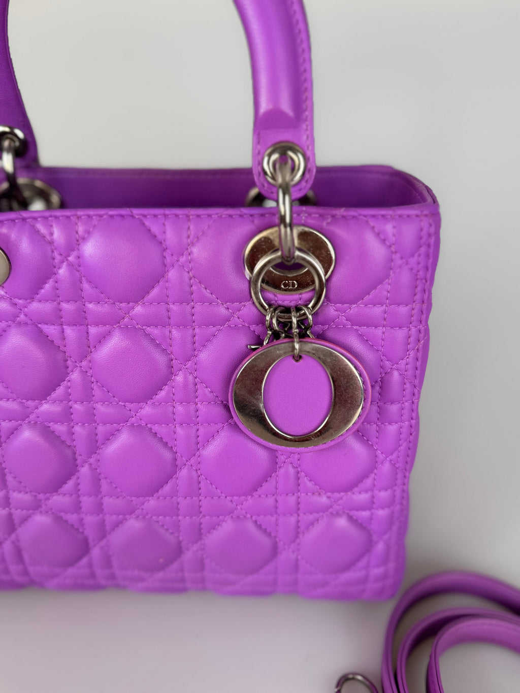 Dior Lady Dior Bag Medium Purple Lambskin Leather with Silver Hardware