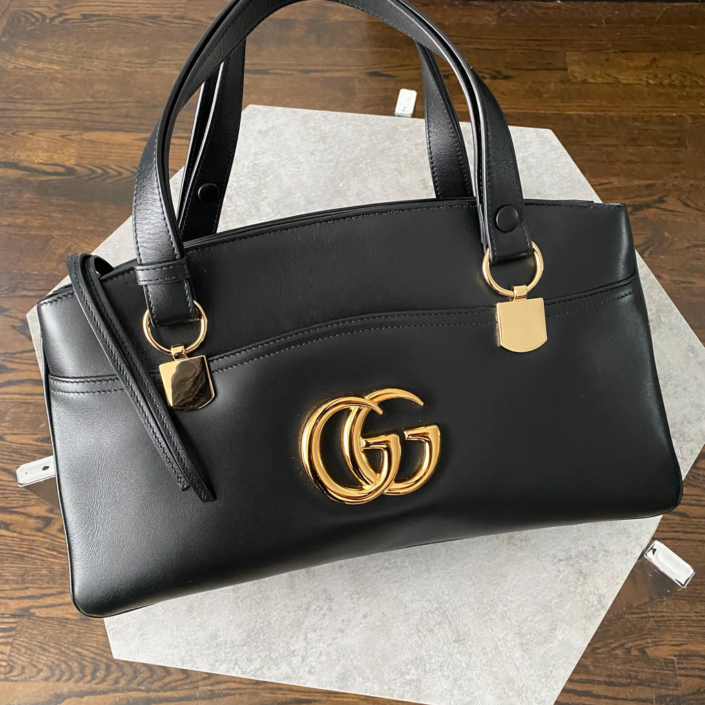 Gucci Black Arli Handle Large GG Shoulder Bag