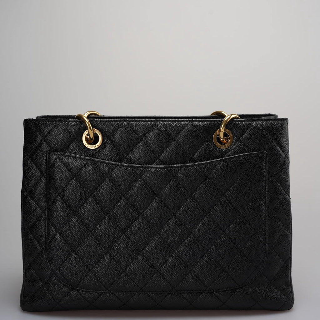 Chanel Medium Grand Shopping Tote Black GST Bag in Caviar Leather with Gold Hardware 2014