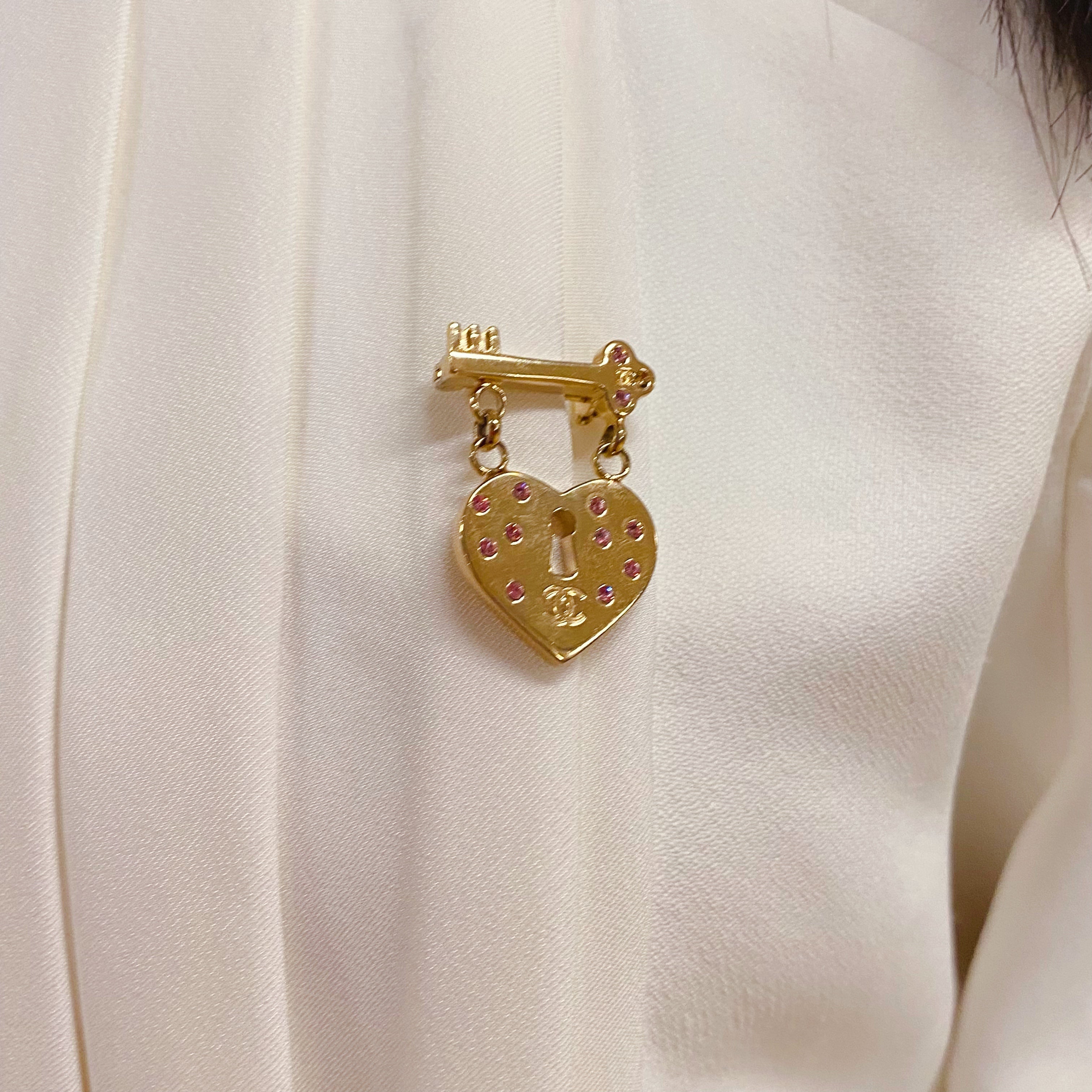 Chanel Love heart crystal Brooch