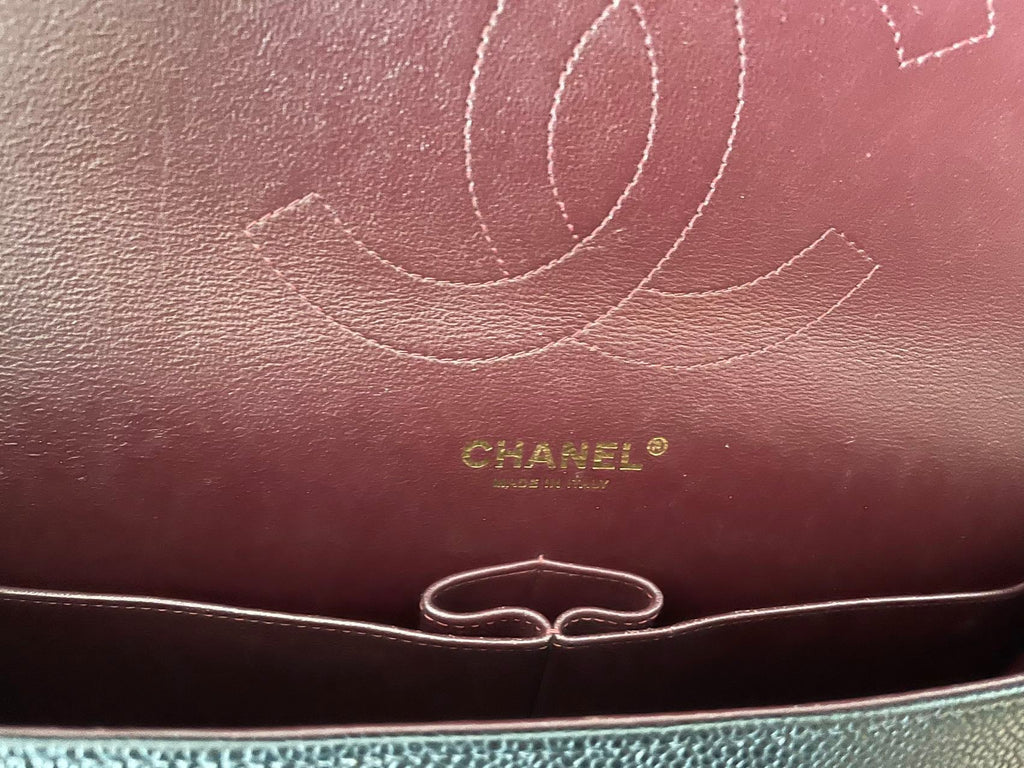 Chanel Black Jumbo Classic Double Flap Bag Caviar Leather with Gold Hardware