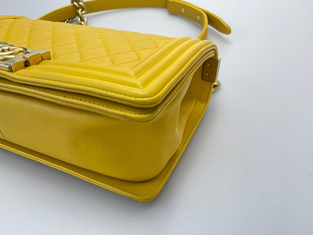 Chanel Le boy Medium in Lemon Yellow Bag with Gold Hardware
