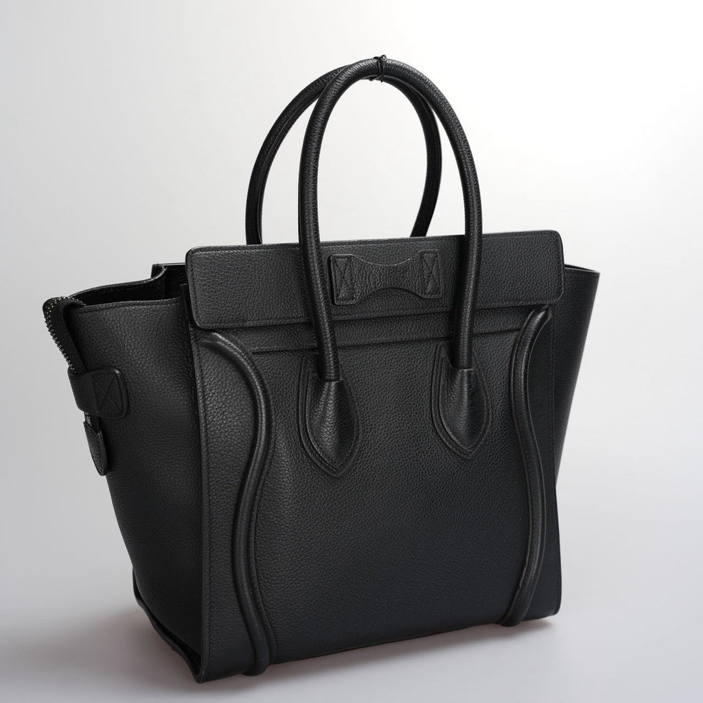 CELINE Micro Luggage Leather Handbag in Black