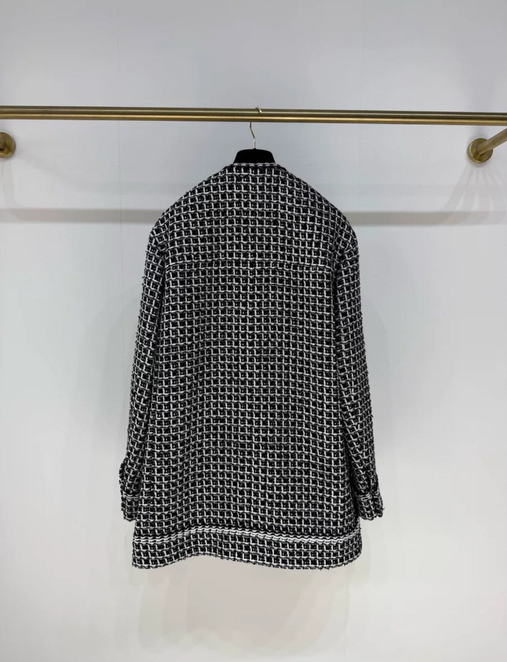 Chanel 25C black & white tweed round coat