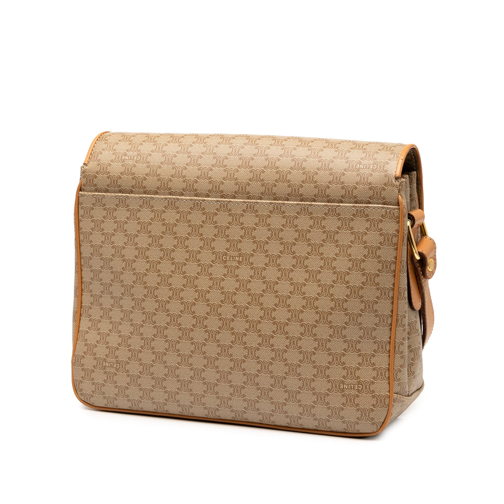 Vintage Saddle Flap Shoulder Bag Macadam Coated Canvas Small