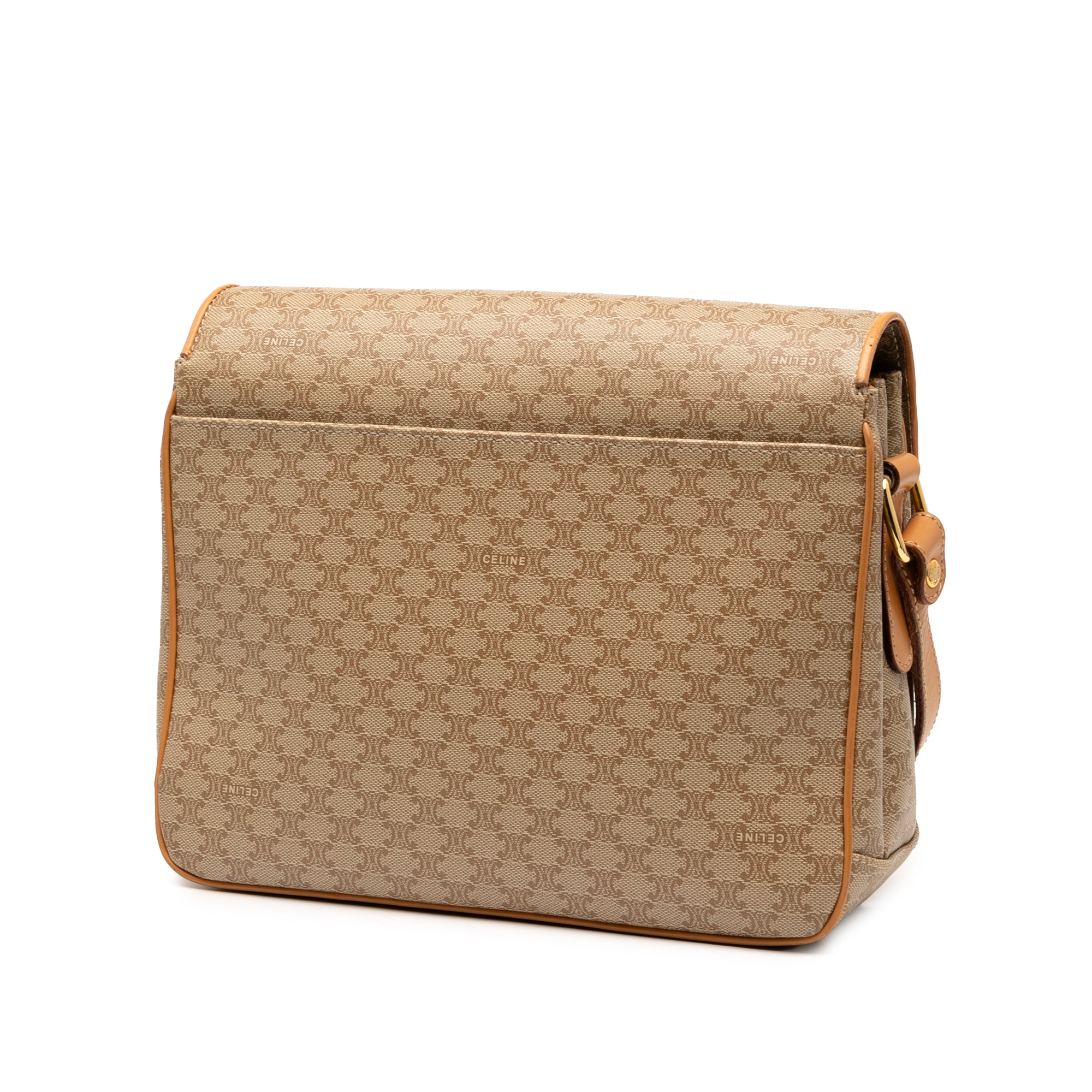 Vintage Saddle Flap Shoulder Bag Macadam Coated Canvas Small