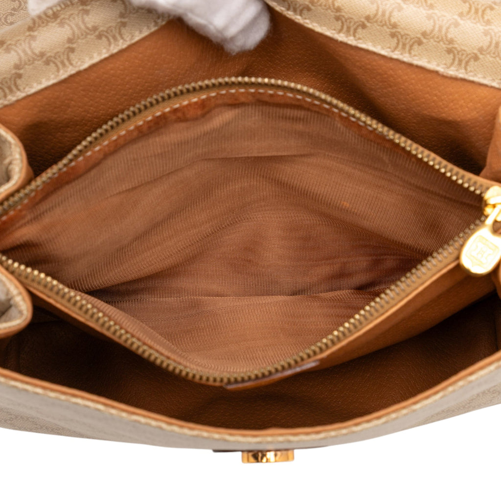 Vintage Saddle Flap Shoulder Bag Macadam Coated Canvas Small