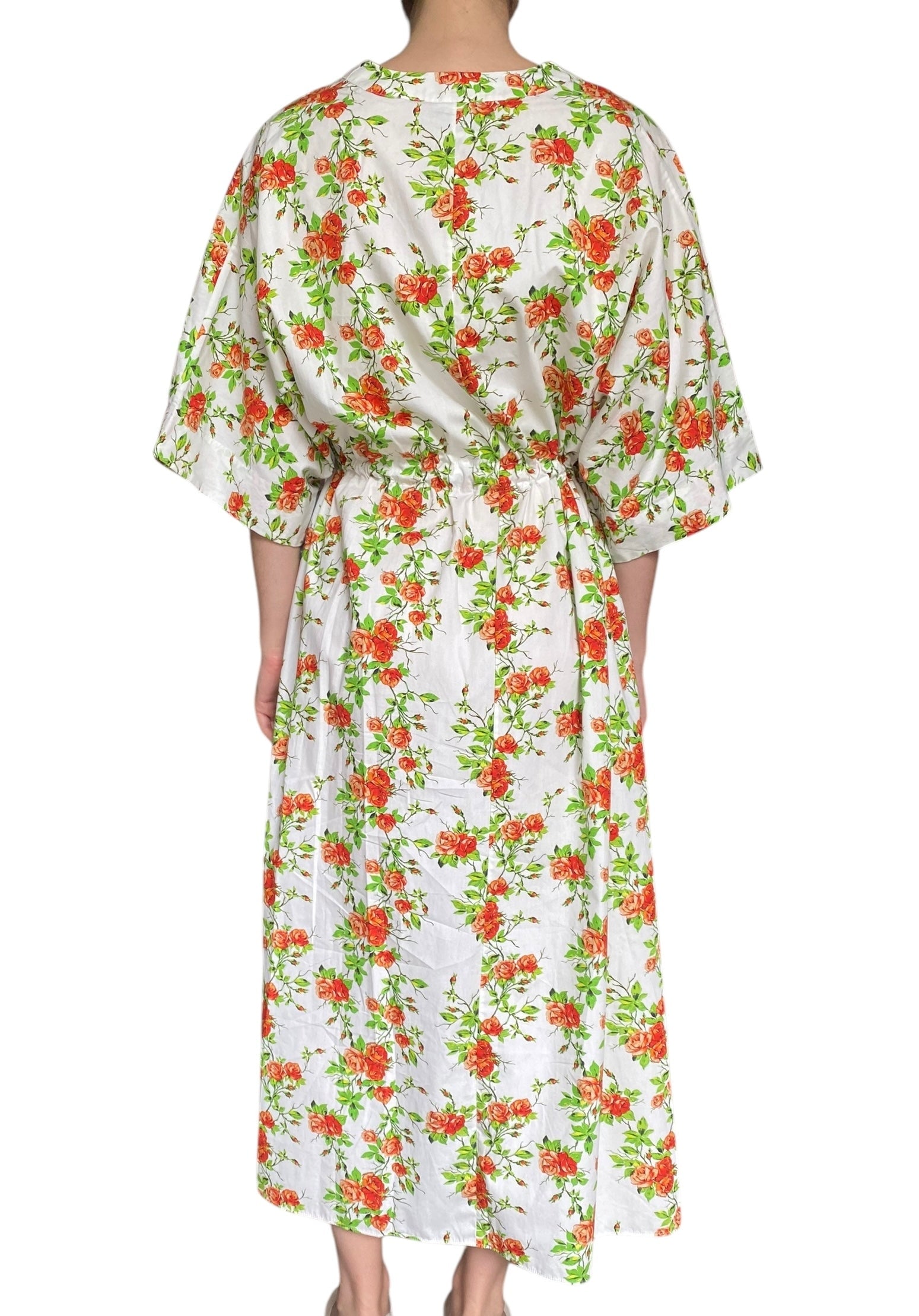 Emilia Wickstead Orange Floral Zarina Long Kaftan Dress - L
