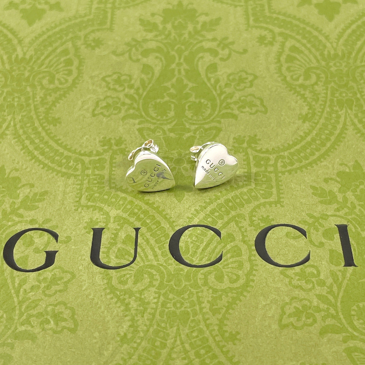 Gucci Trademark Heart Shape Silver Earrings
