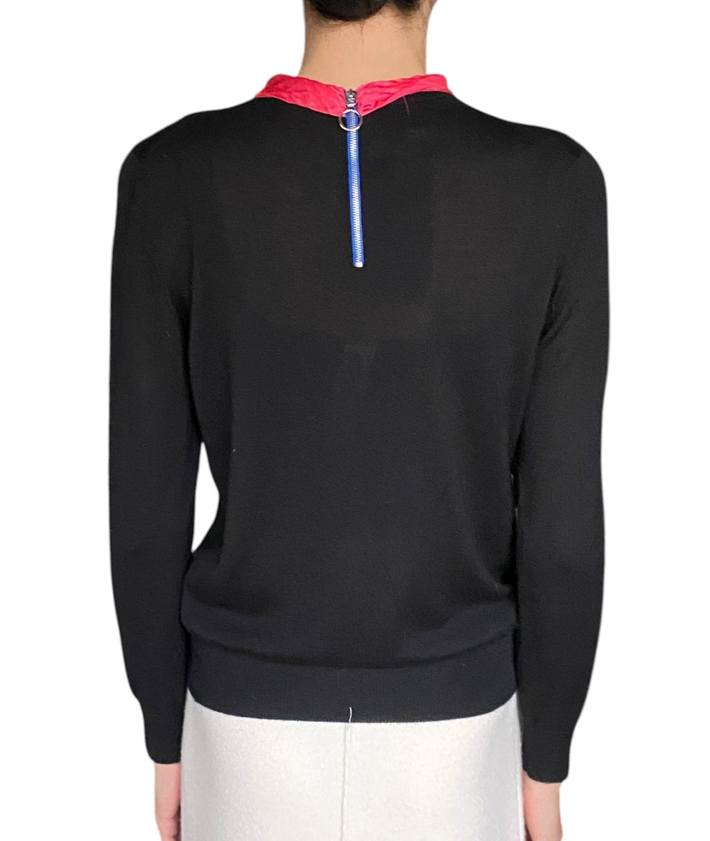 Gucci Black & Pink Silk Bow Cashmere Knit Long sleeve - L