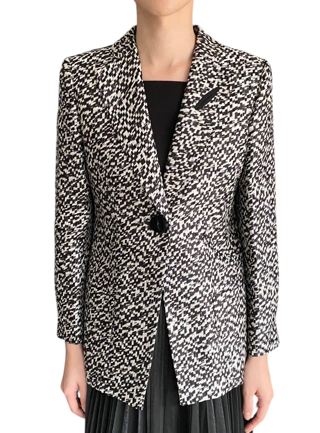 Giorgio Armani Black Silk Geo Print Blazer - 44 / US 10